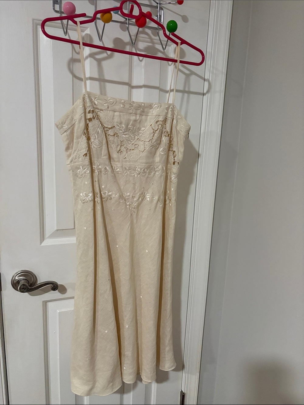 Ann Taylor Cream Lace Midi Slip Dress